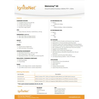 IgniteNet MetroLinq 60-19 integrierte 38dBi (60GHz) und 16dBi (5GHz) Antenne - WERKSBERHOLT